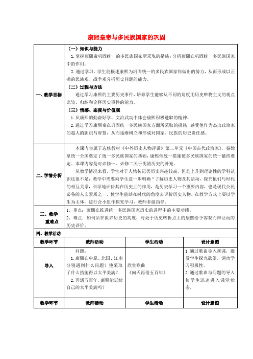 高中历史第二单元中国古代政治家第6课康熙皇帝与多民族国家的巩固教学教案岳麓版选修