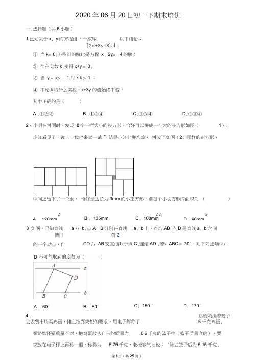 初一下数学期末培优含详细解析