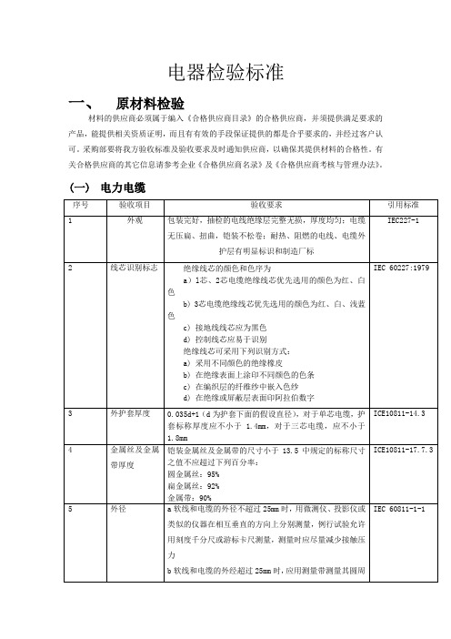 电器检验标准