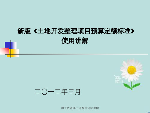 国土资源部土地整理定额讲解