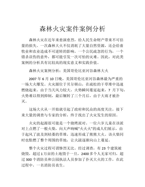 森林火灾案件案例分析