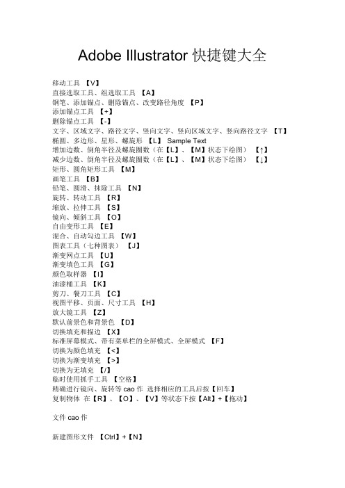 Adobe Illustrator快捷键大全