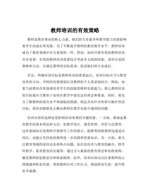 教师培训的有效策略