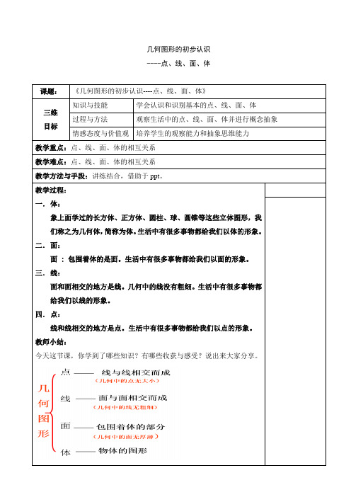 2023-2024人教部编版初中数学七年级上册第四单元教案几何图形的初步认识