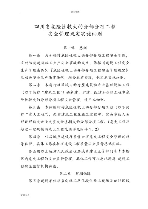 四川省危险性较大地分部分项工程安全系统管理系统规定实施研究细则 (2019.03.01)