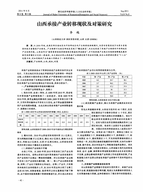 山西承接产业转移现状及对策研究