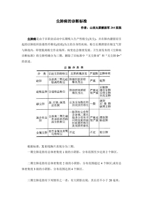 尘肺病的诊断标准