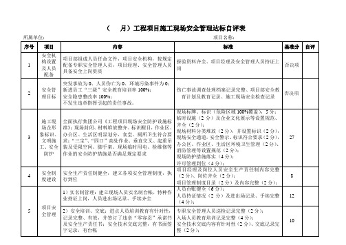 工程项目施工现场安全管理基本标准自评表