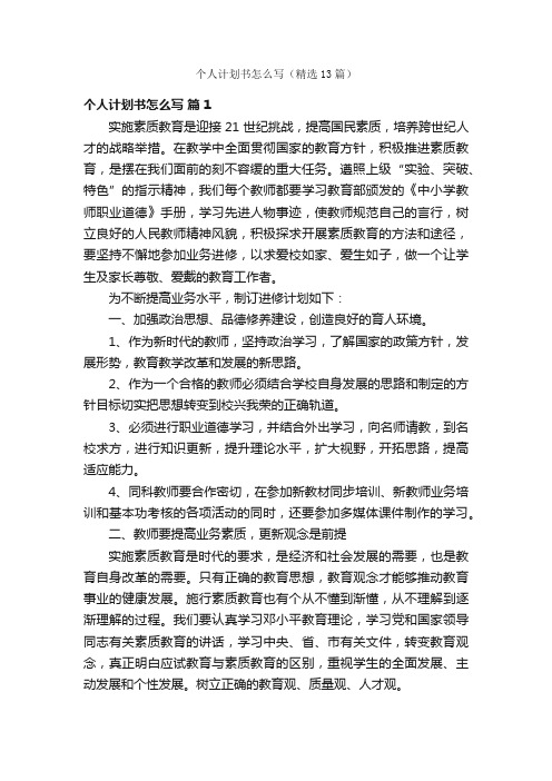 个人计划书怎么写(精选13篇)