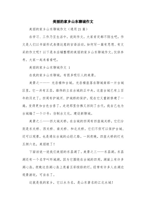 美丽的家乡山东聊城作文