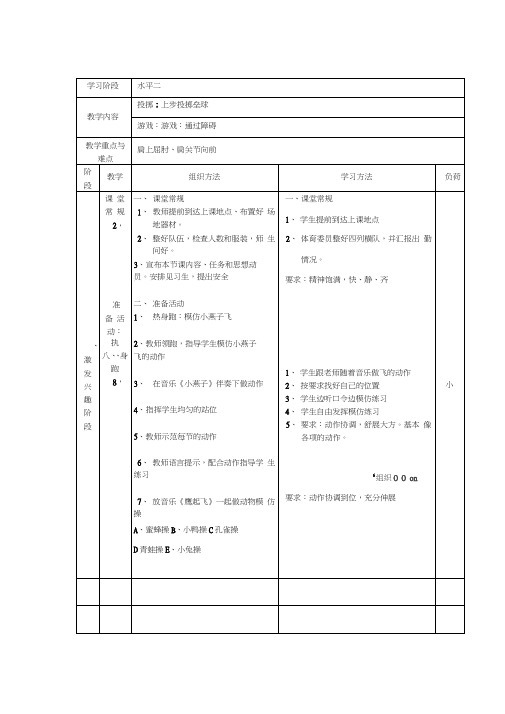 小学体育水平二投掷课教学设计及教案(1)