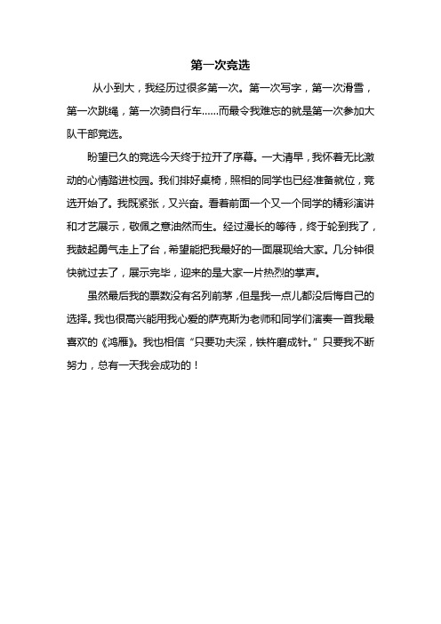 三年级作文:第一次竞选作文300字