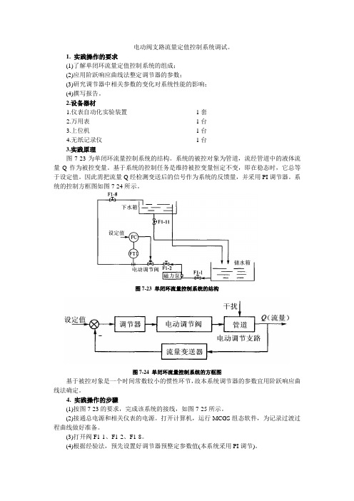 电动阀支路流量定值控制系统调试