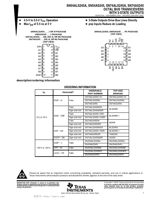 SN74AS245DWRG4,SN74AS245NSRG4,SN74AS245DWG4, 规格书,Datasheet 资料