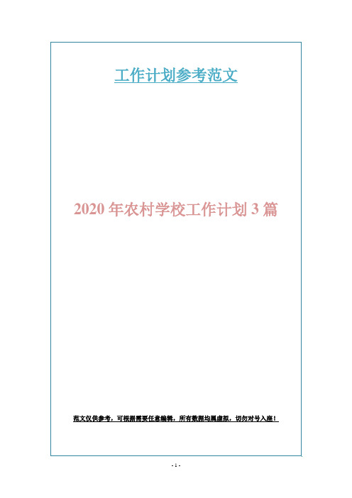 2020年农村学校工作计划3篇