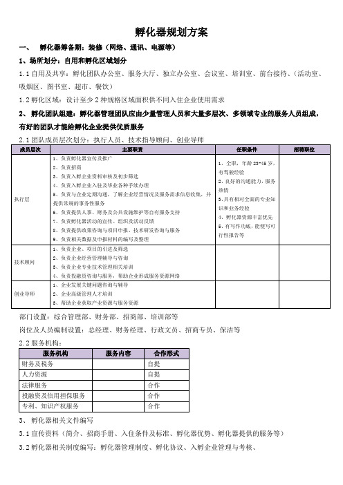 孵化器规划方案