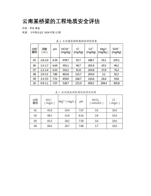 云南某桥梁的工程地质安全评估