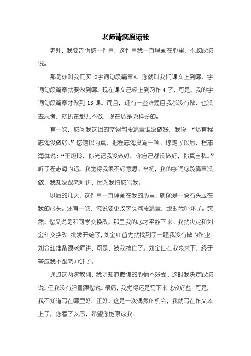 五年级作文:老师请您原谅我作文500字