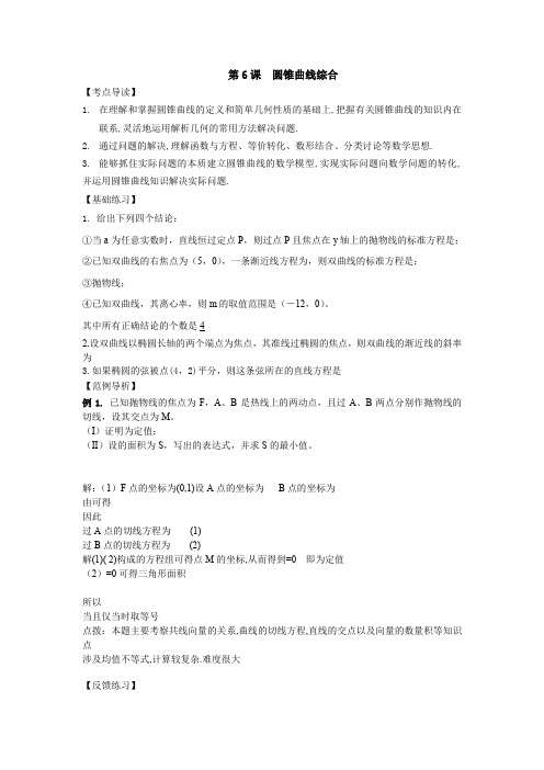 2014高考数学一轮复习精品讲练(人教通用版)9.6圆锥曲线综合