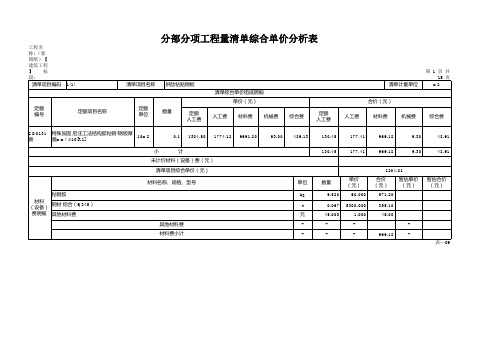 分部分项工程量清单综合单价分析表 