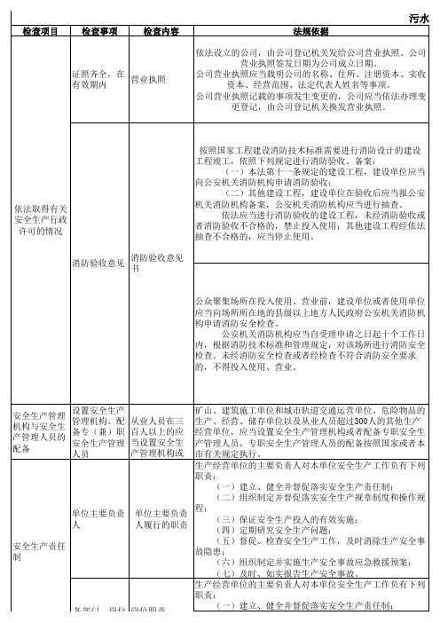 污水处理厂安全检查表