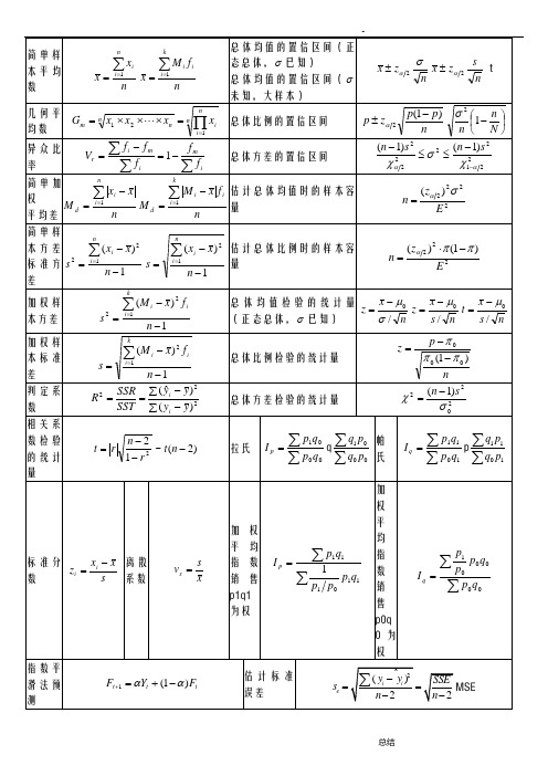 统计学复习概念重点贾俊平