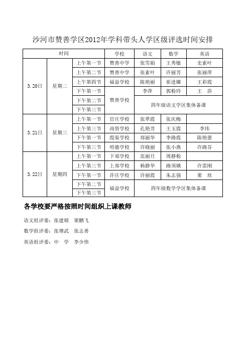 学科带头人学区级评选