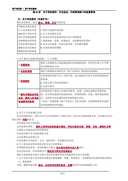 2020年资产评估师 - 资产评估基础 0304第04讲 评估程序、行业协会、行政管理部门监督管理