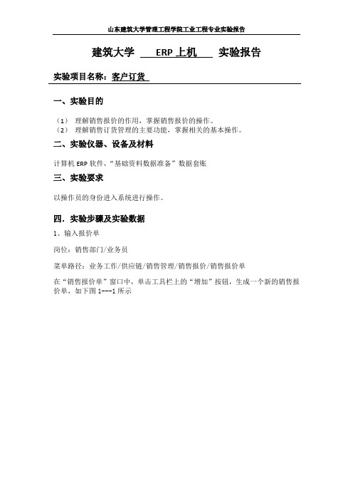 山东建筑大学ERP上机课程设计报告书