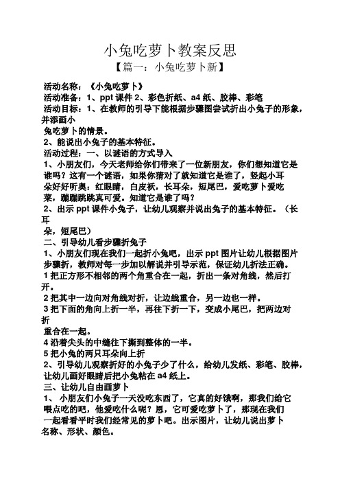 小兔吃萝卜教案反思