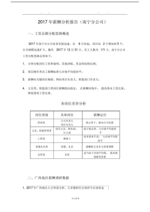 薪酬分析精选报告人工效能分析与解决思路.doc