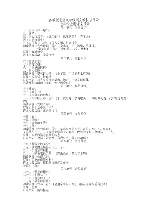 新版苏教版初中语文教材总目录-新版-精选.pdf