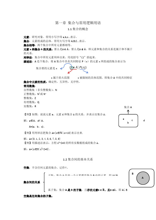 第一章集合与常用逻辑用语知识点总结-2024-2025学年高一上学期数学人教A版必修第一册