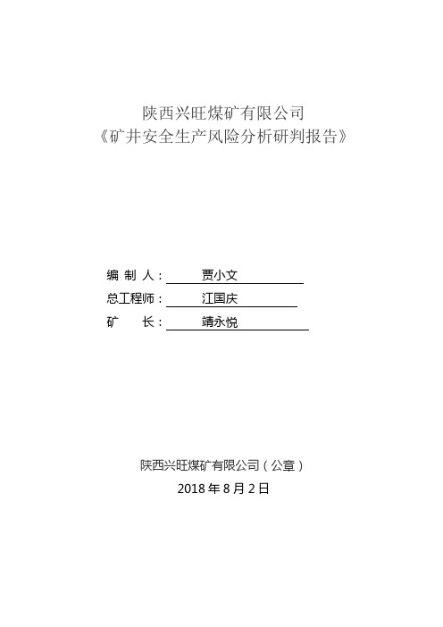 陕西兴旺煤矿有限公司《矿井安全生产风险分析研判报告》(1)