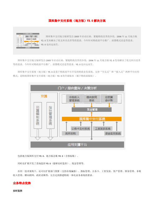 国库集中支付系统（地方版）V3.0解决方案