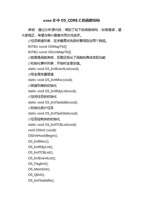 ucos-II中OS_CORE.C的函数结构