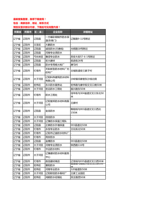 新版辽宁省辽阳市防水企业公司商家户名录单联系方式地址大全69家