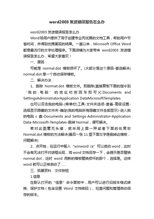 word2003发送错误报告怎么办