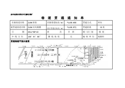 2106探巷贯通通知单