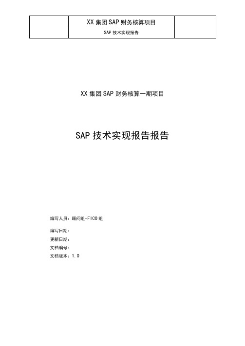 SAP技术实现报告模板