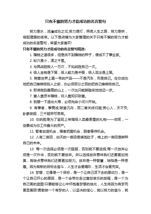 只有不懈的努力才能成功的名言警句