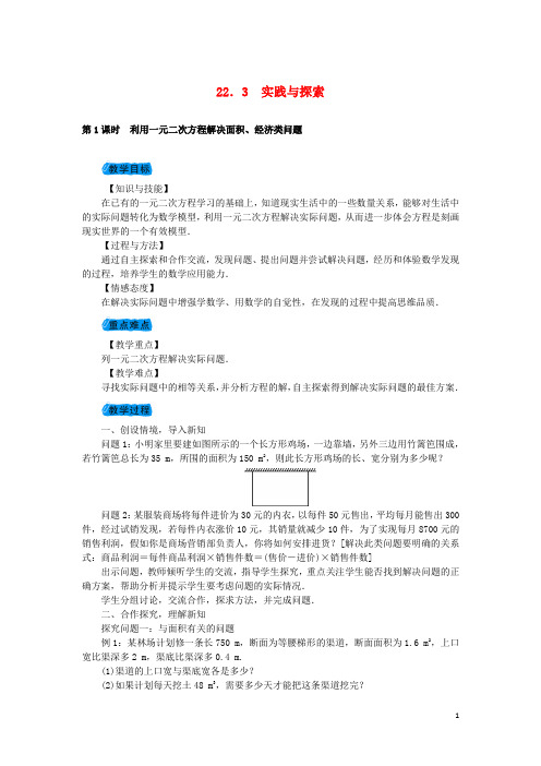 九年级数学上册 22.3 实践与探索教案 (新版)华东师大版