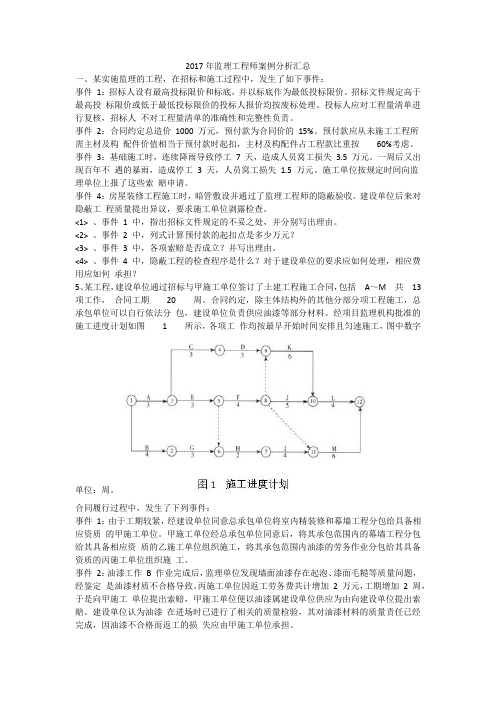 2017年监理工程师案例分析汇总