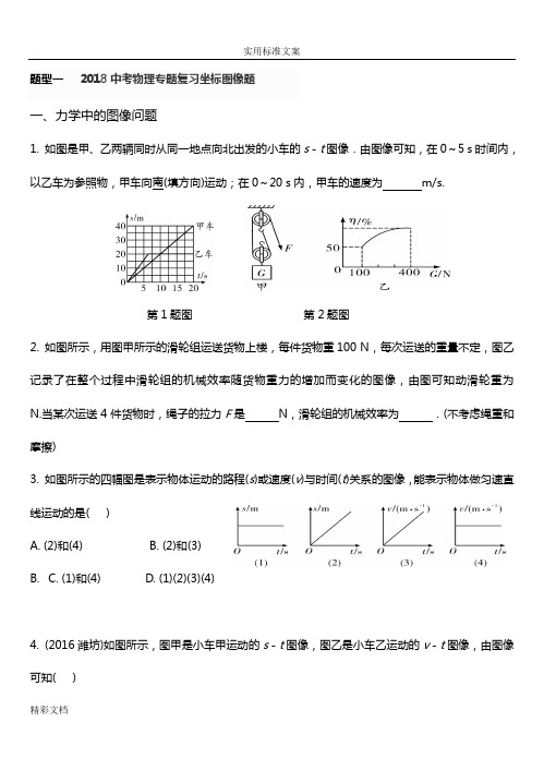 2018中考物理专题复习坐标图像题含详细解析汇报