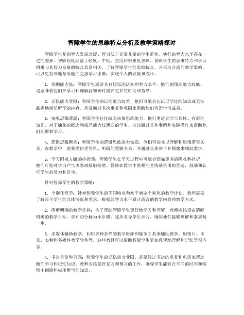 智障学生的思维特点分析及教学策略探讨