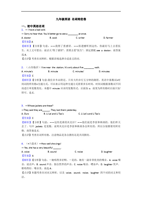 九年级英语 名词培优卷