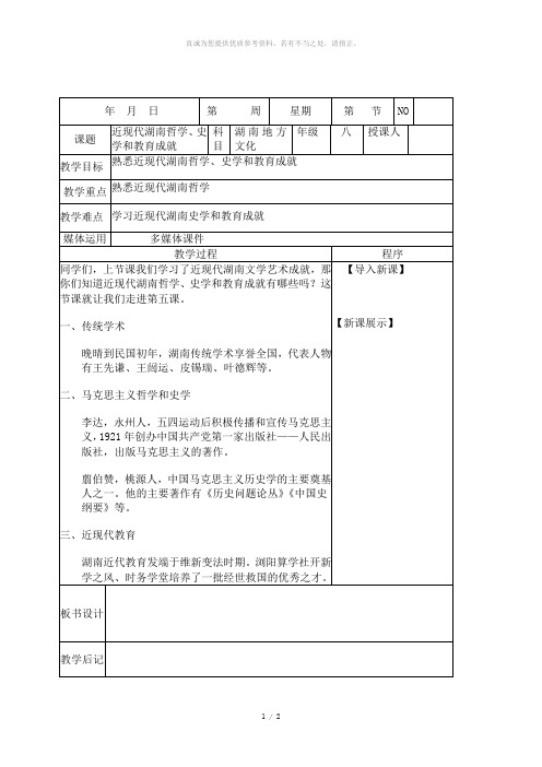 近现代湖南哲学、史学和教育成就