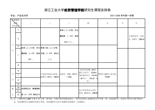 浙江工业大学经贸管理学院研究生课程安排表