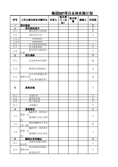 集团ERP项目总体实施计划技术