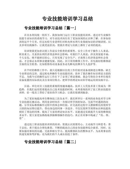 专业技能培训学习总结